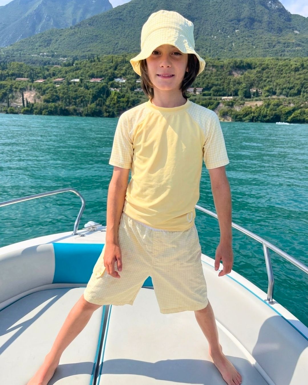 Boy Lemon Boardshorts + Short Sleeve Swim Shirt Lemonade + Free Swim Bag