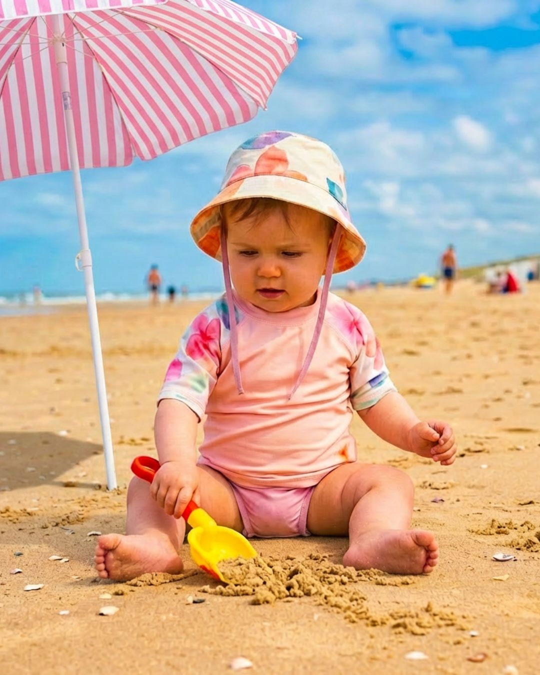 Girl Blissdot Short Sleeve Swim Shirt + Bliss Bucket Hat 74 + Free Swim Bag