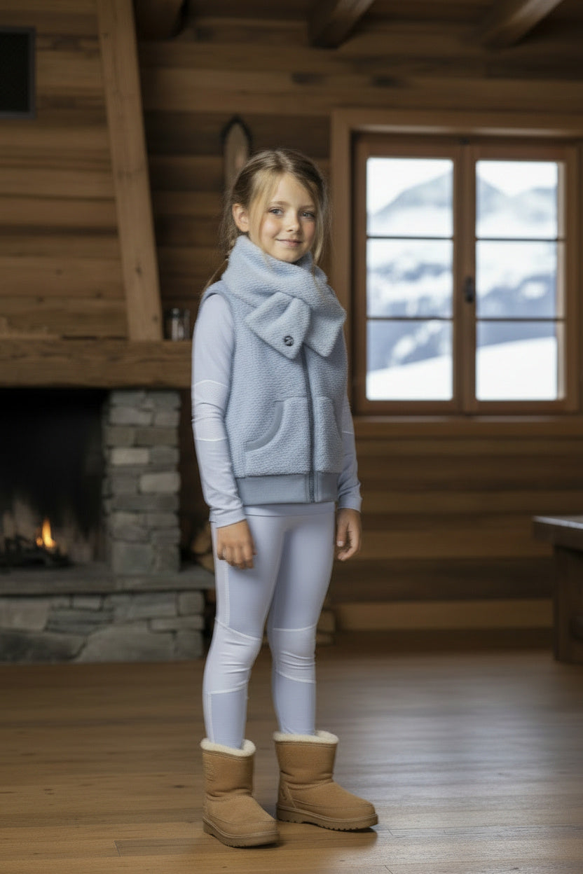 Teddy-Fleeceweste Light Blue + Funktionsunterwäsche Set Light Blue + Sherpa Schal Light Blue