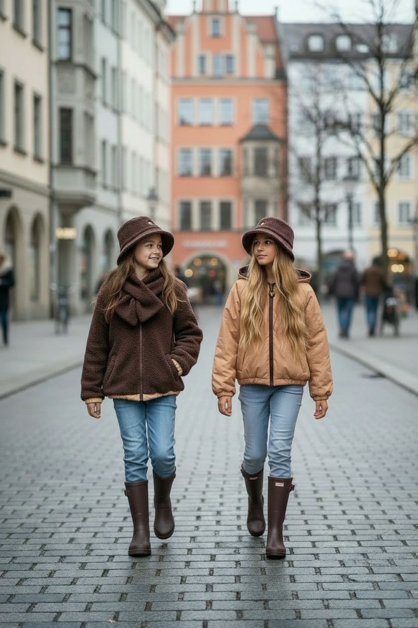 Omkeerbare jas Dusk + Sherpa Sjaal Donkerbruin + Sherpa hoedje Donkerbruin