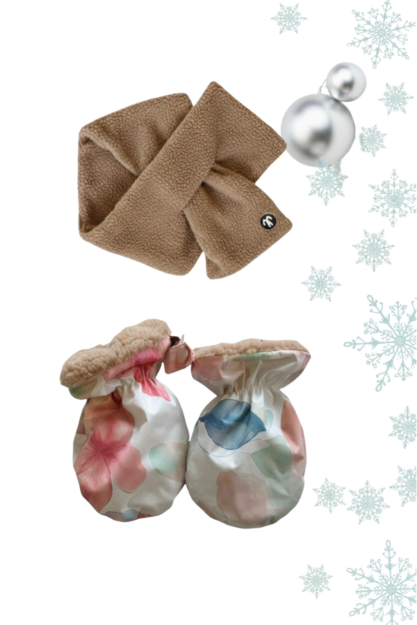 Baby Mittens Bliss + Sherpa Scarf Light Brown