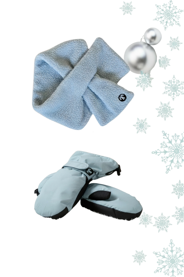 Fäustlinge Hellblau + Sherpa Schal Hellblau