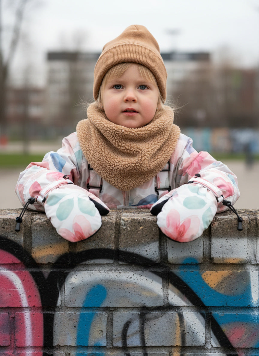 Fäustlinge Bliss + Sherpa Schal Hellbraun