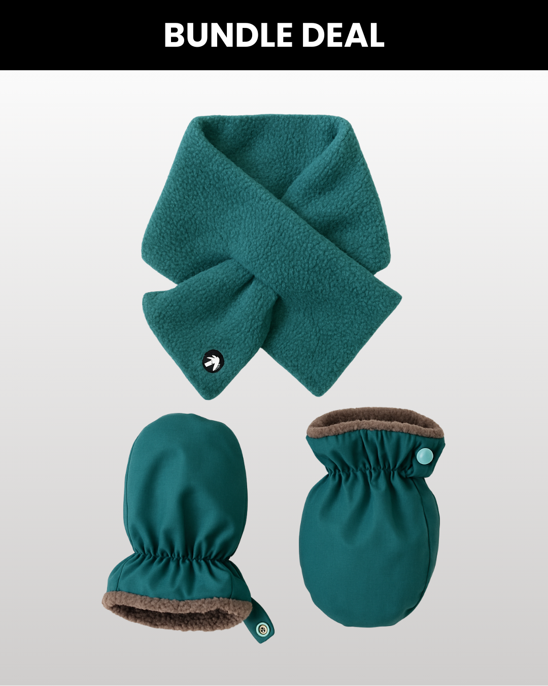 Baby Fäustlinge Dunkelgrün + Sherpa Schal Dunkelgrün