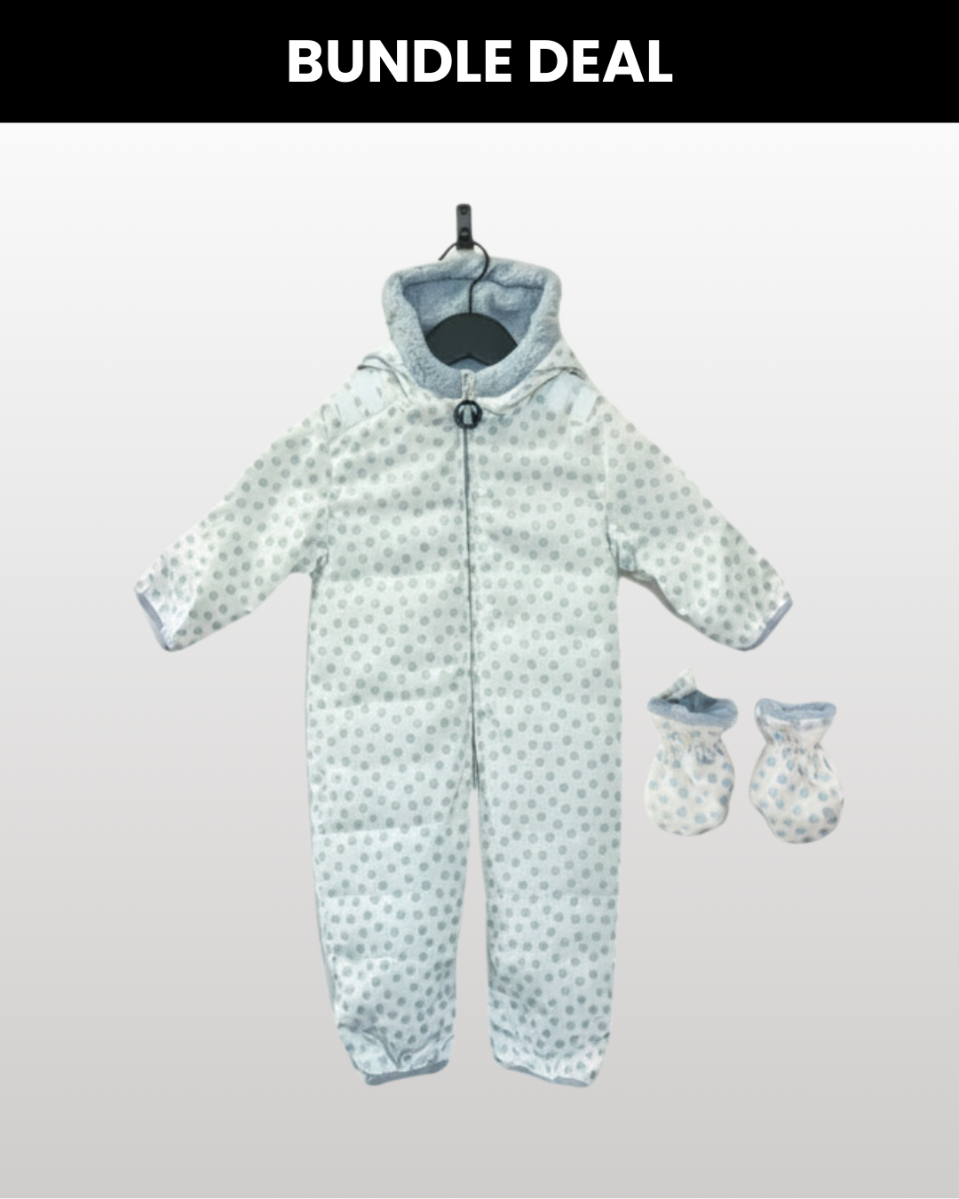 Baby Schneeanzug Jackie + Baby Fäustlinge Hellblau