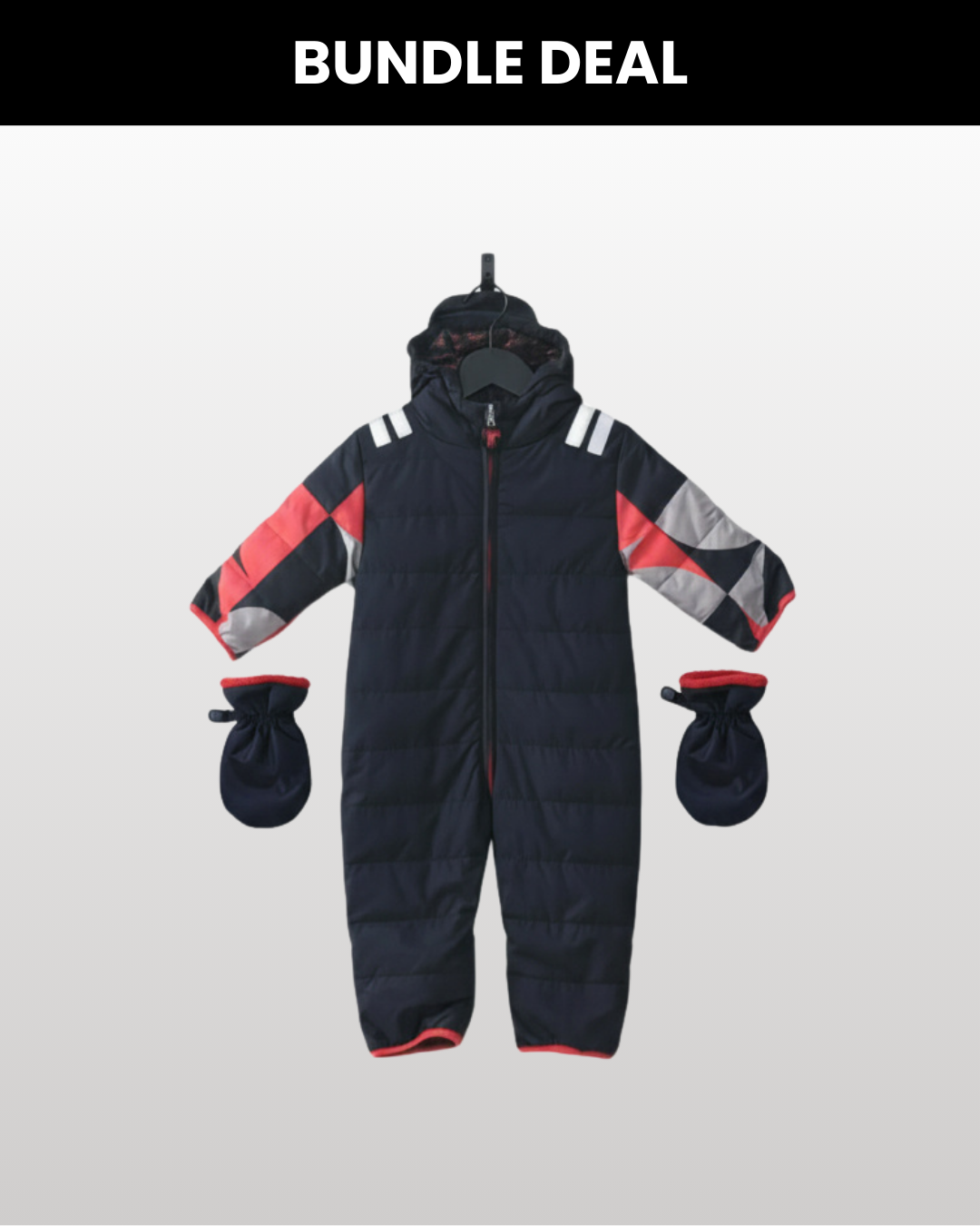 Baby Schneeanzug Buck + Baby Fäustlinge Dunkelblau