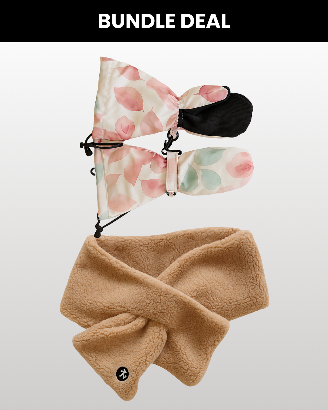 Fäustlinge Bliss + Sherpa Schal Hellbraun