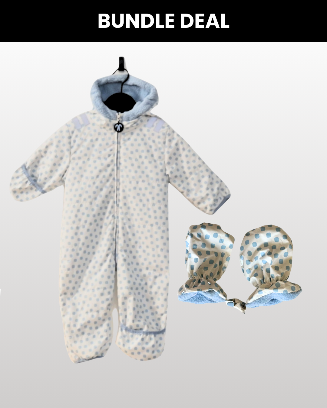 Baby Snowsuit Jackie + Baby Mittens Light Blue