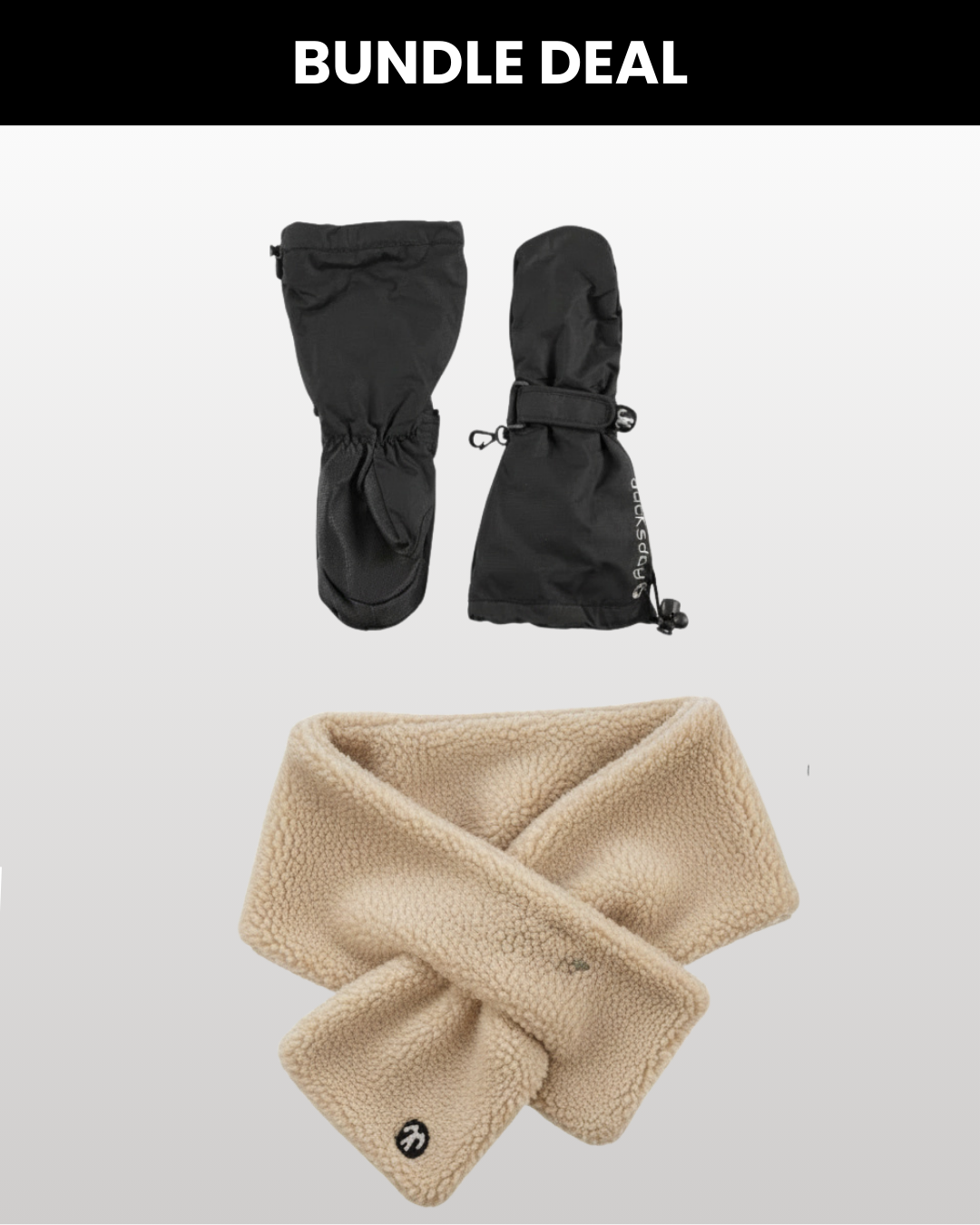 Handschuhe Schwarz + Sherpa Schal Hellbraun