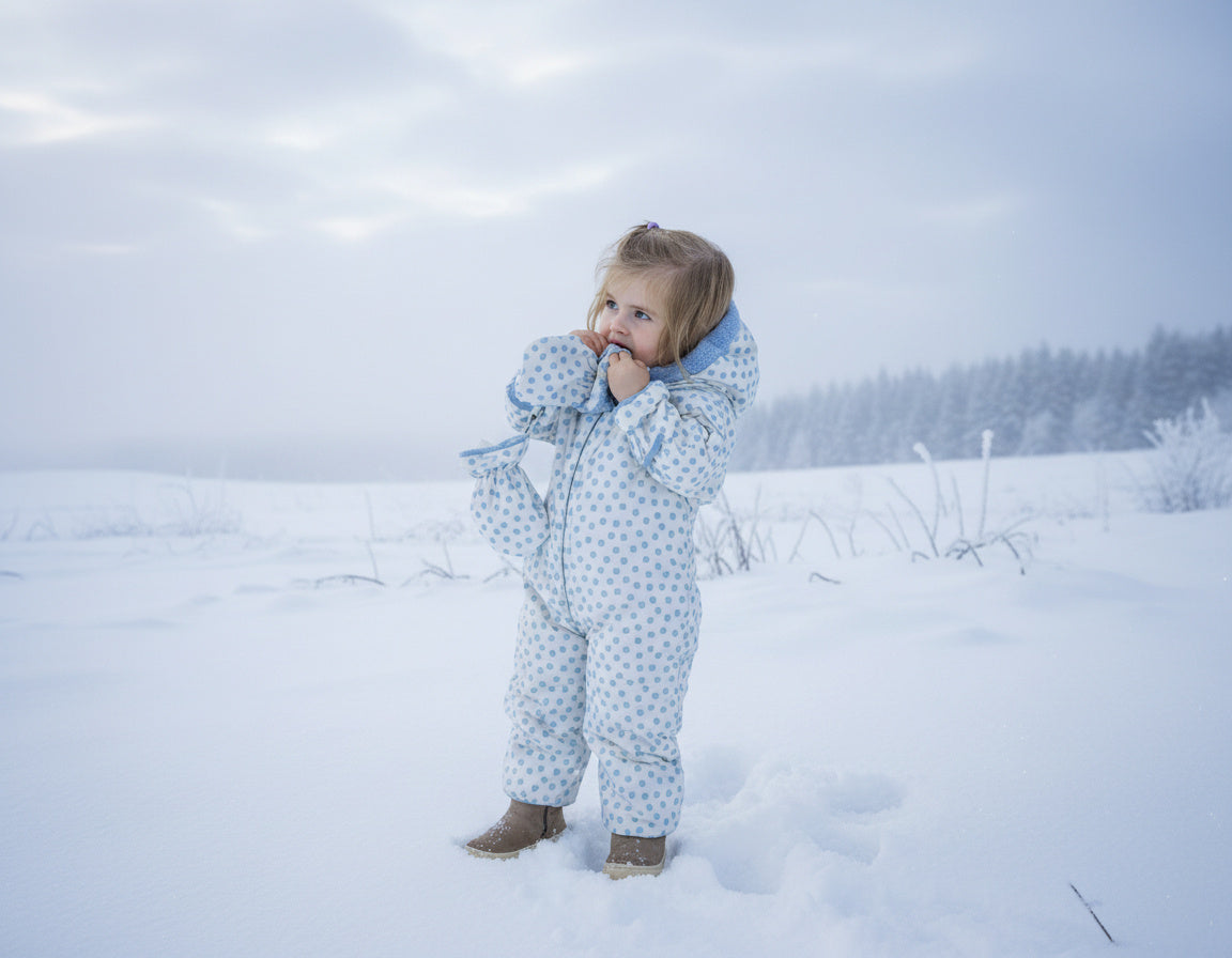 Baby Schneeanzug Jackie + Baby Fäustlinge Hellblau