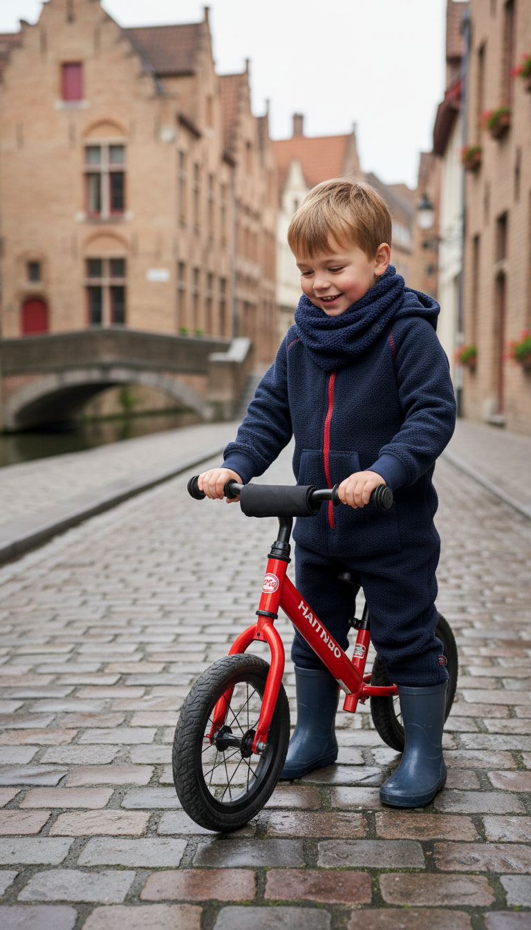 Fleece Overall Dunkelblau + Sherpa Schal Dunkelblau