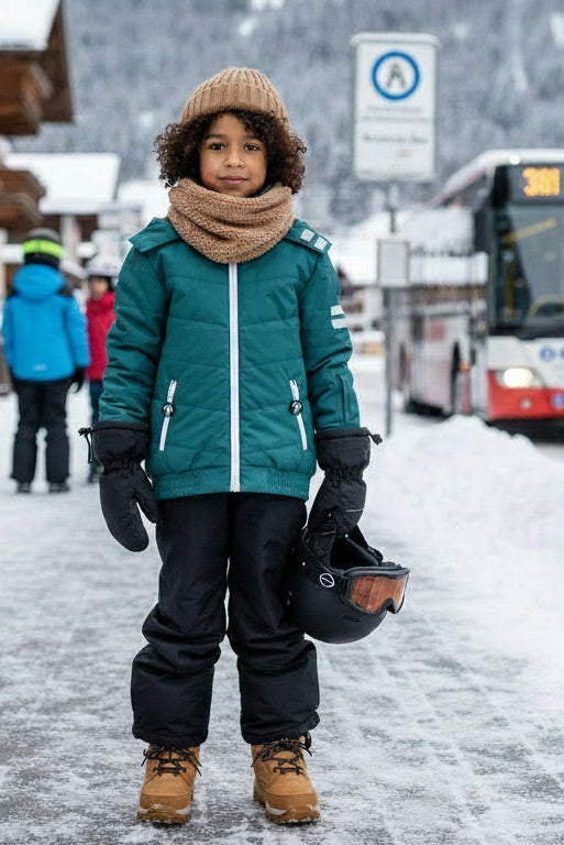 Mittens Black + Sherpa Scarf Light Brown