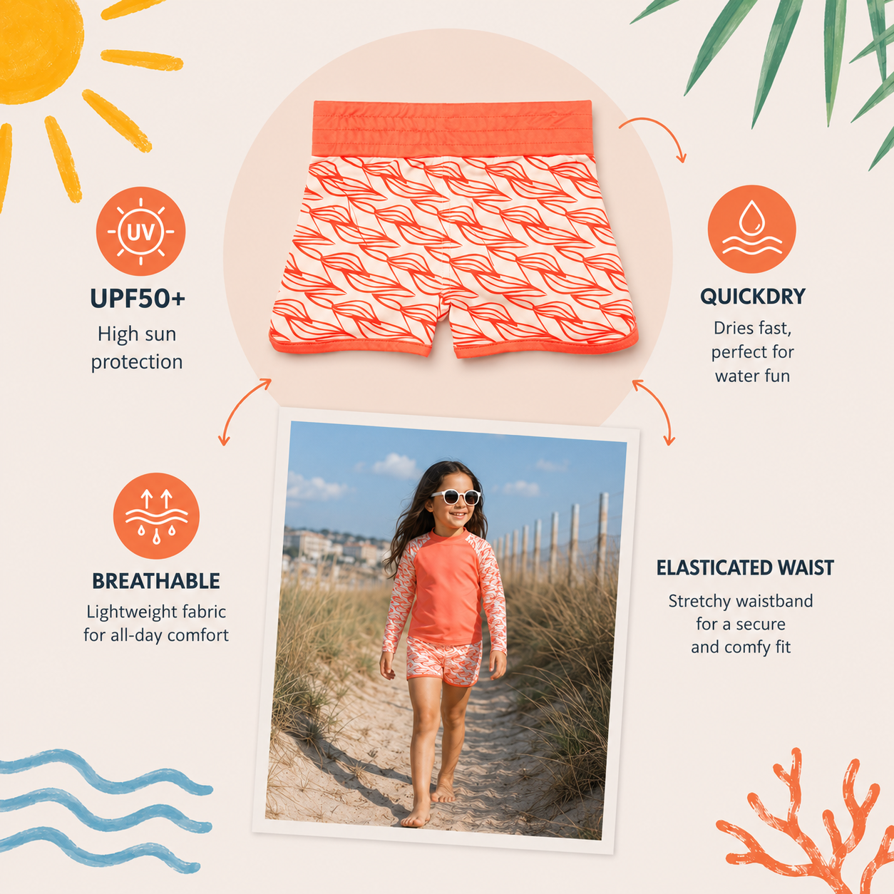 Swimming trunk girls UPF50+